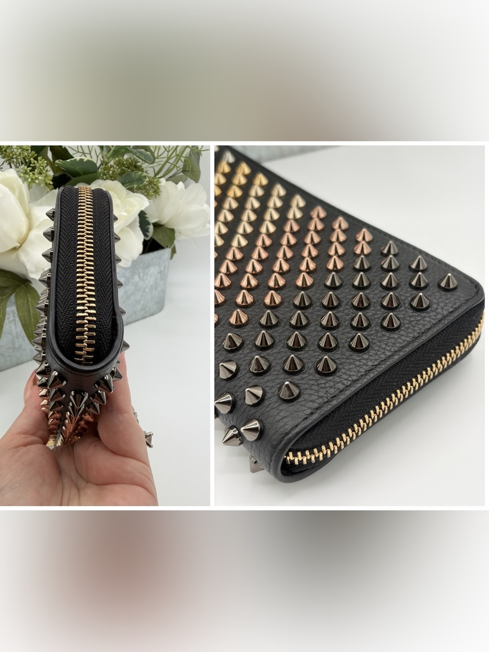 Christian Louboutin Calfskin Empire Panettone Spiked Zip Around Wallet- EUC🌟 - Picture 6 of 8